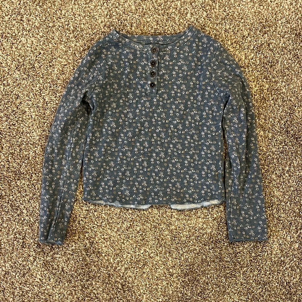 Cute Girls Blue Flowers Top